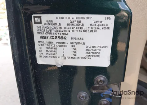 2004 Chevrolet Trailblazer Ext Ls из США, поврежденный, VIN 1GNES16S246208812